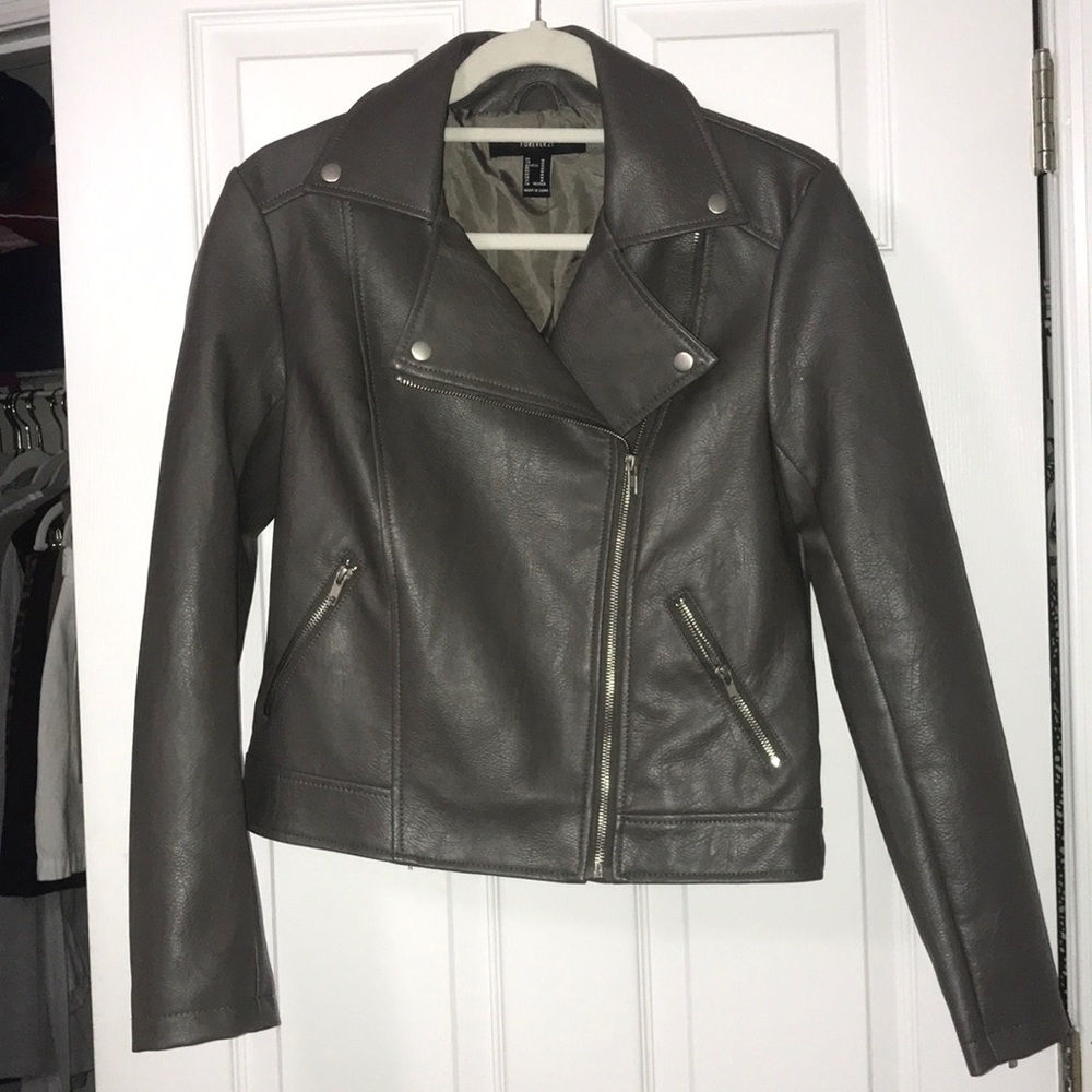 Faux Gray Leather Jacket